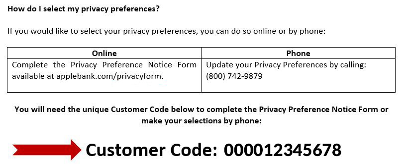 Privacy Preference Letter code
